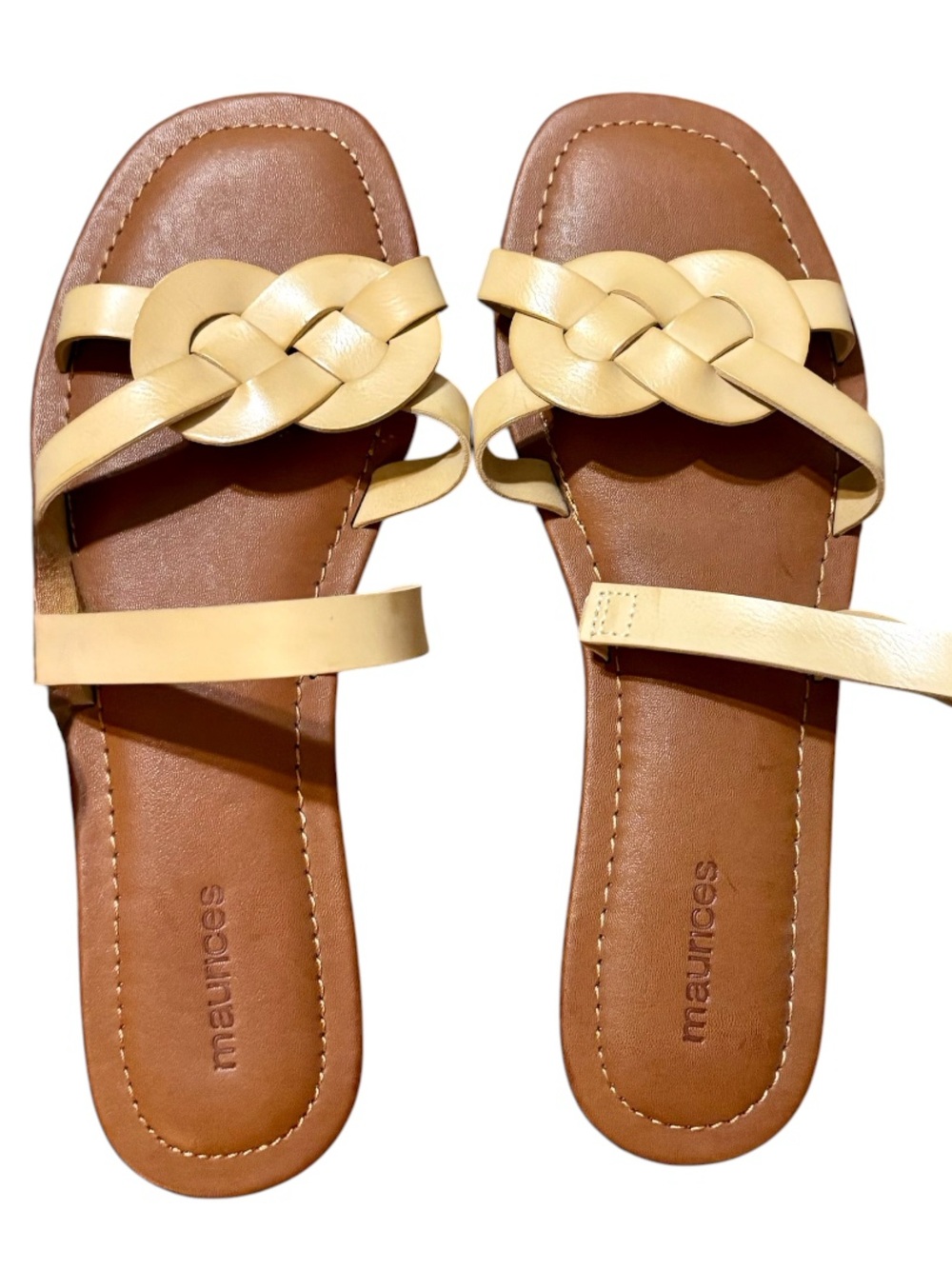 Maurices Yellow Braided Strap Slide Sandal